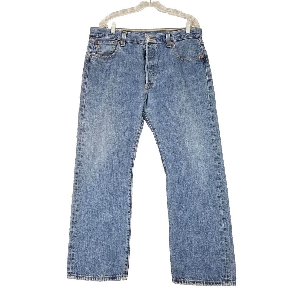 Levi's 501 jeans men's 36x29 original button fly straight blue denim pants retro